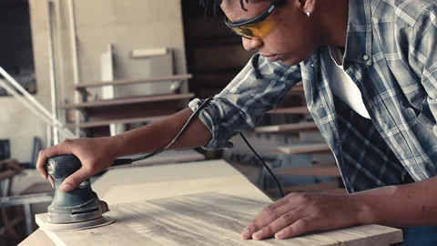Young black man carpenter Stock Footage 155356973