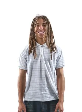 Young black man with dreadlocks smiling happily Stock Photos