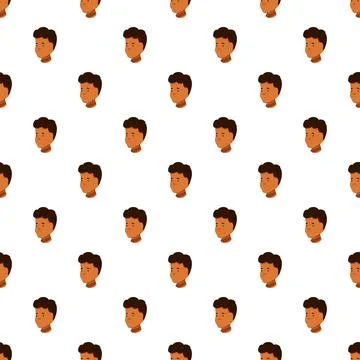 Young black man head smiling seamless pattern Stock Illustration