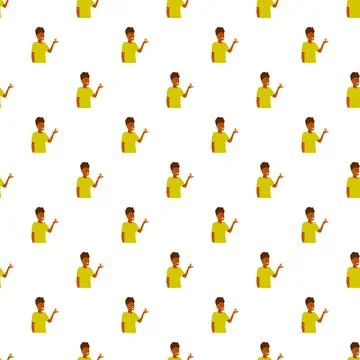 Young black man presenting gesture seamless pattern Stock Illustration