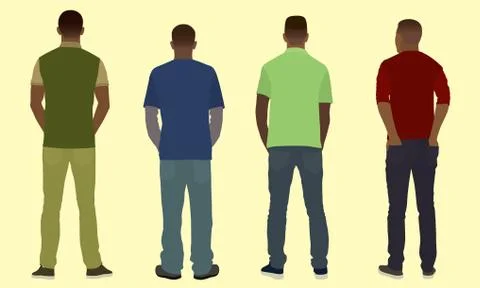 Young Black Men Viewed from the Back Stock Illustration