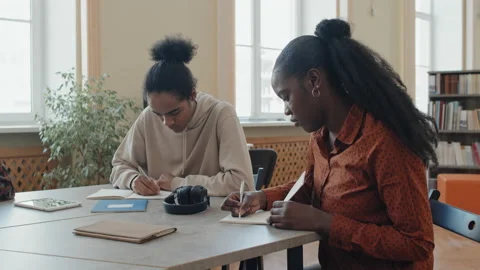 Young Black Students Making Notes Stock Footage 237214663