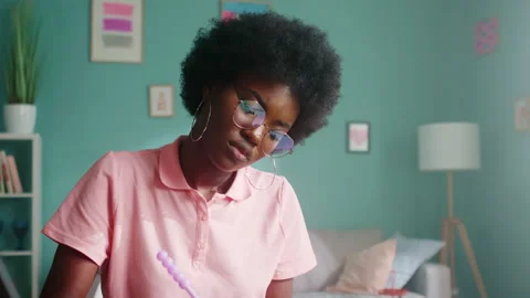 Young Black Woman Is Making Notes Stock Footage 146523749