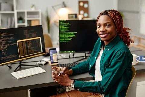 Young Black Woman as Software Developer Stock Photos