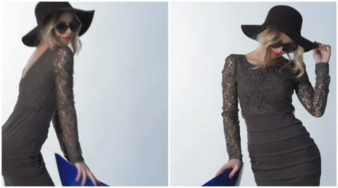 Young blond girl posing in studio 스톡 동영상 32722747