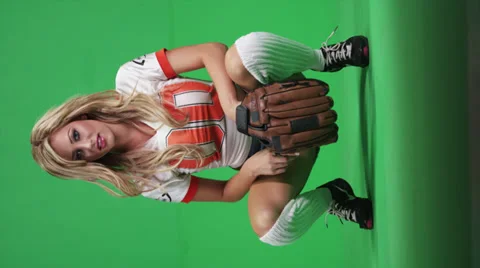 A Young Blonde is Ready to Catch the Baseball Stock-Footage 37824652