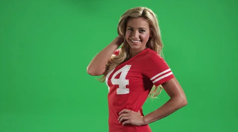 A Young Blonde Teases the Camera While in her Jersey Stock Footage 37821218
