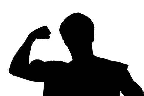 Young body builder which strains a biceps. Stock Photos