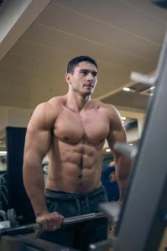 Young bodybuilder with bare-chested Stock Photos