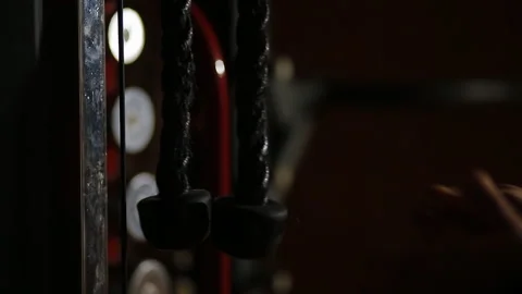 Young bodybuilder performs the upper block to the chest Stock Footage 102512420