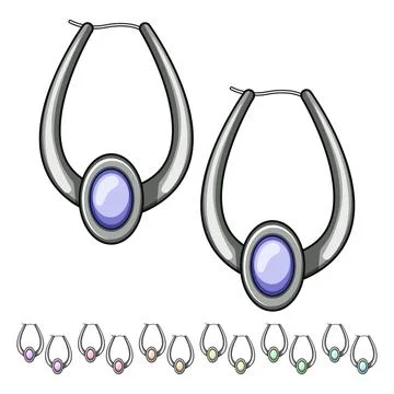 Young boho earrings cartoon vector graphic Stock Illustration