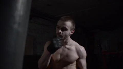 Young Boxer fighter (soldier) in the underground sport club Stock Footage 62193142