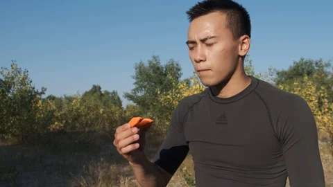 Young boxer preparing for training in the park Stock Footage 111808374
