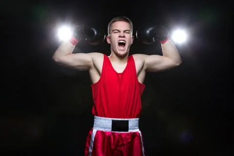 Young boxer in red form Stock Photos