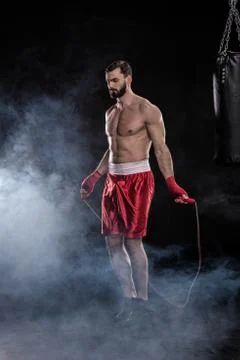 Young boxer skipping Stock Photos
