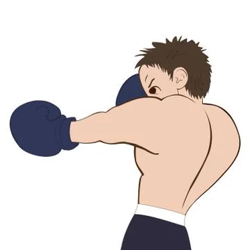 Young boxer trained on white background 스톡 일러스트
