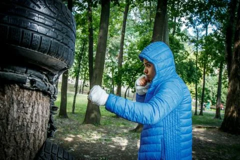 Young boxer in training 스톡 사진