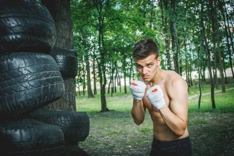 Young boxer in training 스톡 사진
