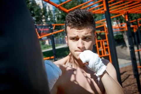 Young boxer in training 스톡 사진