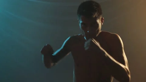 Young Boxer Trains. He Makes Hand Movements. Stock Footage 160768360