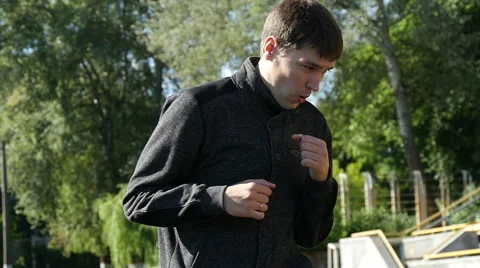 Young boxer warming up on on the stadium, slow motion 1 Stock-Footage 64910392