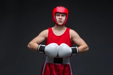 Young boxer winner Foto stock