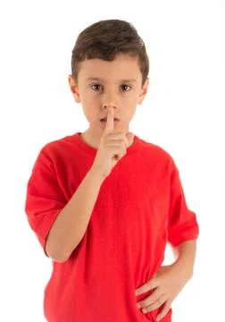 Young boy asking silence Stock Photos