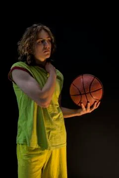 Young boy with basketball Stock Photos