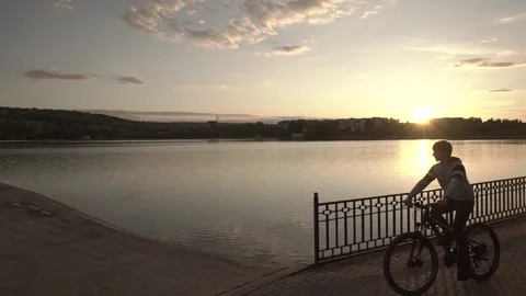 Young boy on bike Stock Footage 130473091