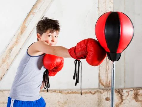 Young boy as a boxer 스톡 사진
