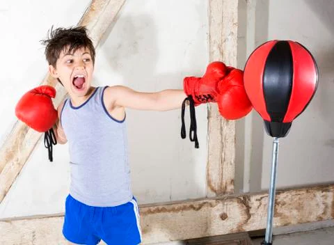 Young boy as a boxer Stock-Fotos