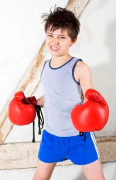 Young boy as a boxer Stock Photos