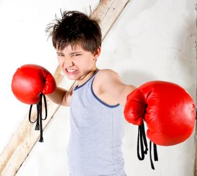 Young boy as a boxer 스톡 사진