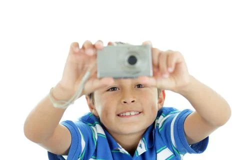Young boy with camera Stock Photos