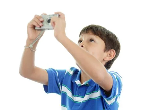 Young boy with camera Stock Photos