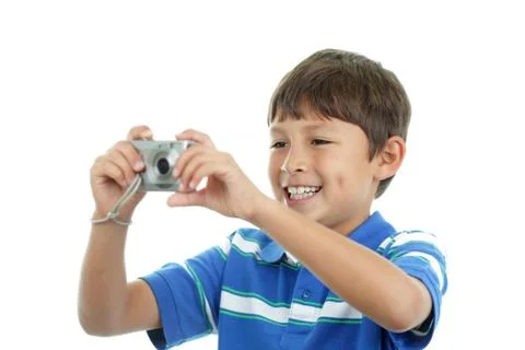 Young boy with camera Stock Photos