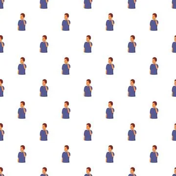 Young boy cartoon thinking doubt pattern background Illustrazione stock