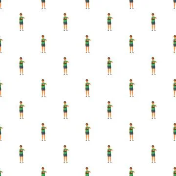 Young boy character performing exercise seamless pattern Stock Illustration