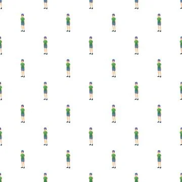 Young boy character standing seamless pattern design Stock Illustration