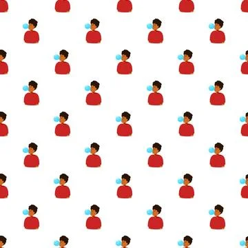 Young boy chewing bubble gum seamless pattern Stock Illustration