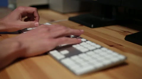 Young boy Close up typing on Keyboard, computer spanish keyboard -Dan Stock-Footage 46703001