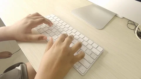 Young Boy Close Up Typing On Keyboard Stock Footage 130021318