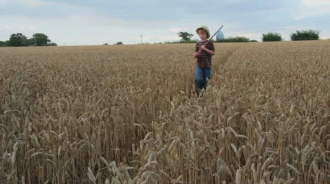 Young Boy at Corn Crossroads Stock Footage 26728196