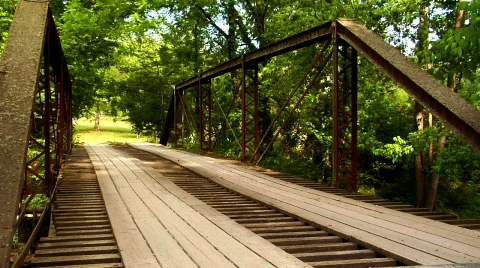 Young Boy Crossing a Bridge Stock Footage 371629