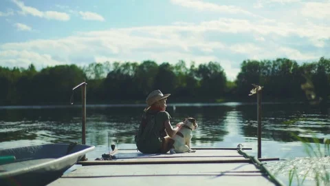 Young Boy On A Dock Video stock 78674743