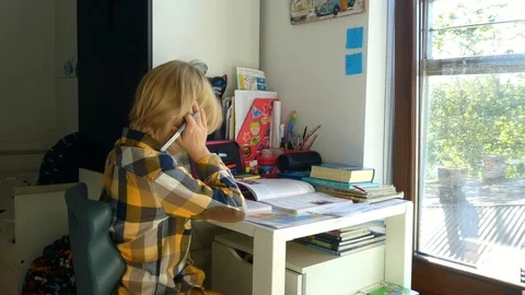 Young Boy Doing His Homework. Stock Footage 116467345