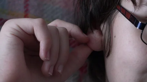 Young boy with ear touching obsession  Stock Footage 86263516