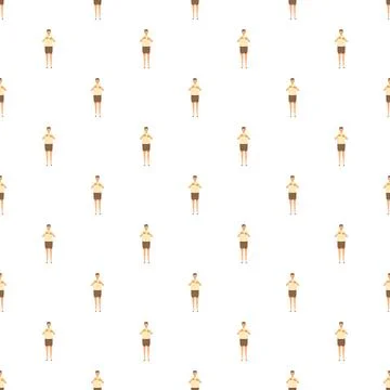 Young boy eating hamburger fast food pattern Stock Illustration