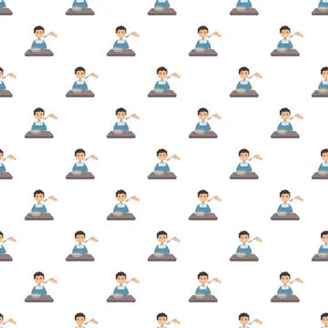 Young boy eating meal pattern vector illustration Stock Illustration