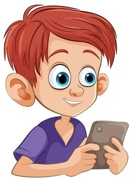 Young Boy Engrossed in Digital Tablet 스톡 일러스트